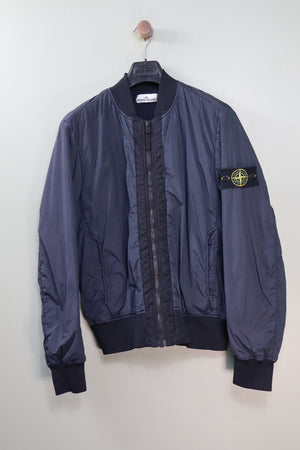 Stone Island Navy Crinkle Reps Bomber Jacket