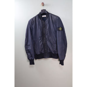 Stone Island Navy Crinkle Reps Bomber Jacket