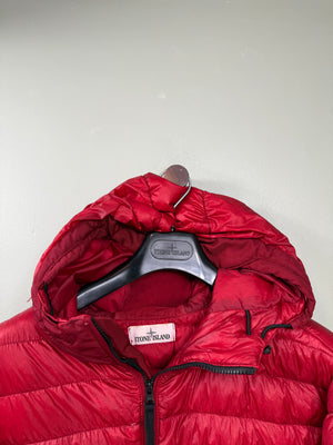 Stone Island Red Garment Dyed Down Jacket
