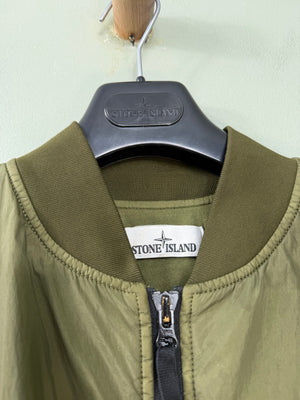 Stone Island Green Crinkle Reps Bomber Jacket