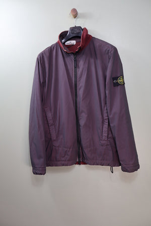 Stone Island Burgundy Mussola Gommata Velour Jacket