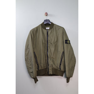 Stone Island Green Crinkle Reps Bomber Jacket