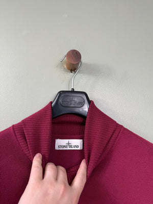 Stone Island Burgundy Roll Neck Knit Jumper