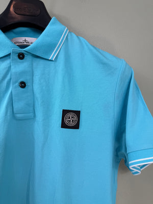 Stone Island Aqua Blue Slim Fit Polo