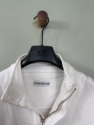 Stone Island White 1/4 Zip Jumper