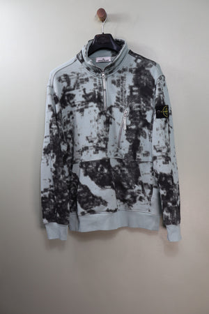 Stone Island Blue Earth Camo 1/4 Zip Jumper