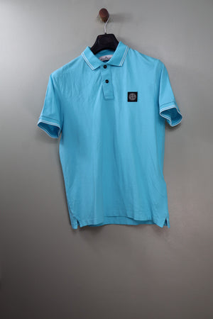 Stone Island Aqua Blue Slim Fit Polo