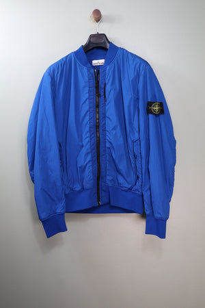 Stone Island Blue Crinkle Reps Bomber Jacket