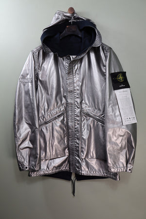 Stone Island Silver/Navy Reversible Raso Gommato Spaceman Jacket