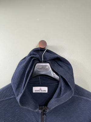 Stone Island Navy Zipped Knit Hoodie
