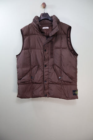 Stone Island Brown Crinkle Reps Down Gilet