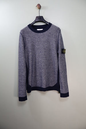 Stone Island Blue Two Tone Knit Jumper