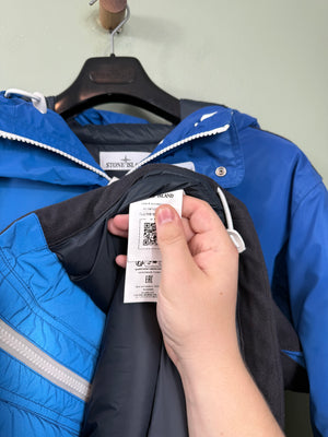 Stone Island Blue Panno Resinato Reflective Marina Down Jacket