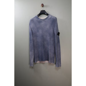 Stone Island Blue Hand Spayed Knit Jumper