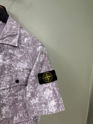 Stone Island Purple Pigment Camo Short Sleeve Overshirt