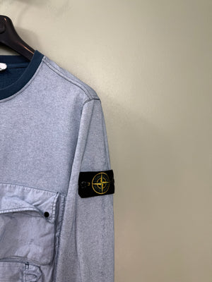 Stone Island Blue Tela Placcata Jumper