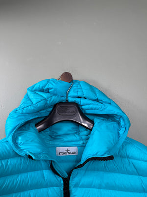 Stone Island Aqua Blue Loom Woven Down Jacket