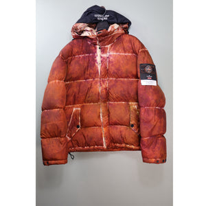 Stone Island x Supreme Orange Paintball Camo Crinkle Reps Down Jacket