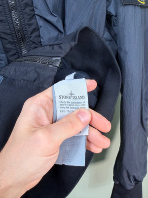 Stone Island Navy Crinkle Reps Bomber Jacket