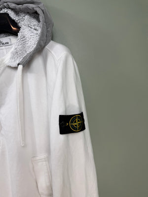 Stone Island White 1/4 Zip Hoodie
