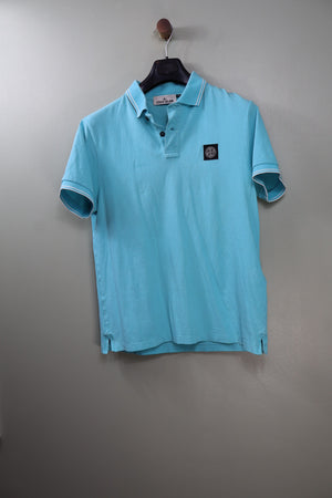 Stone Island Aqua Blue Slim Fit Polo