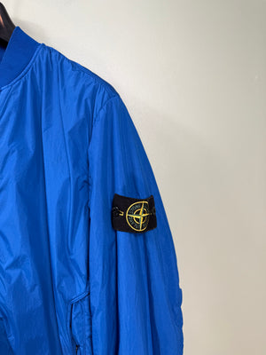 Stone Island Blue Crinkle Reps Bomber Jacket