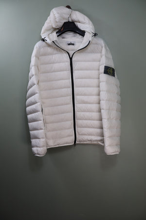Stone Island White Loom Woven Down Jacket