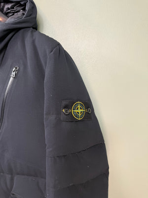 Stone Island Black Water Repellent Wool Balaclava Down Jacket