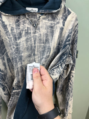 Stone Island Blue Hand Corrosion Hoodie