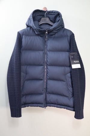 Stone Island Navy Twill Wool-TC Ghost Knit Down Jacket