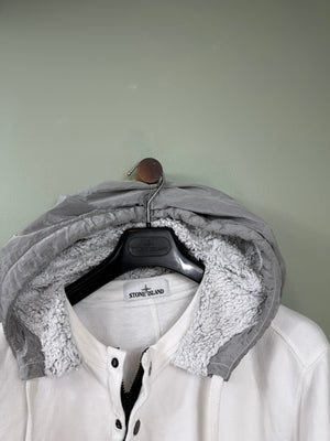 Stone Island White 1/4 Zip Hoodie