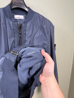 Stone Island Navy Crinkle Reps Bomber Jacket