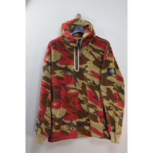 Stone Island Heritage Camo Teddy Fleece 1/4 Zip Hoodie