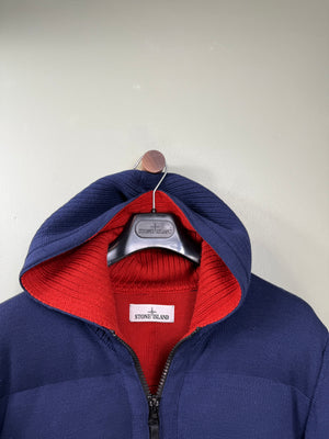 Stone Island Navy Knit Down Jacket