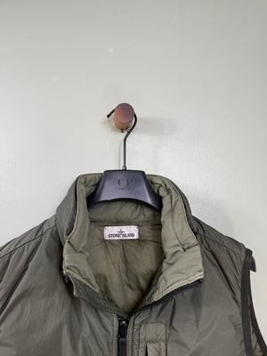 Stone Island Khaki Crinkle Reps Down Gilet