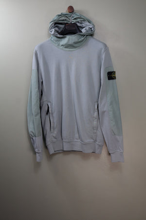 Stone Island Pastel Blue Nylon Panel Hoodie