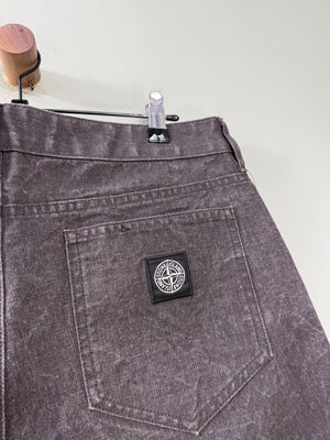 Stone Island Grey RE Patch Denim Shorts