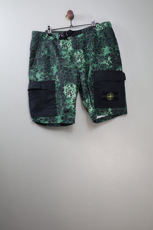 Stone Island Green Tortoise Shell RE Cargo Shorts