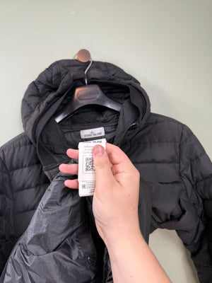 Stone Island Black O-Cotton/ R-Nylon Tela Down Jacket