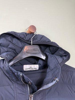 Stone Island Navy Loom Woven Down Chambers Stretch Nylon TC Jacket