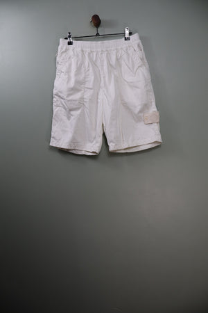 Stone Island White CO Cargo Shorts