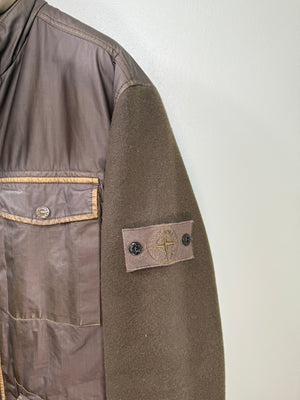 Stone Island Khaki Ghost Panno Tinto Mussola Gommata Jacket