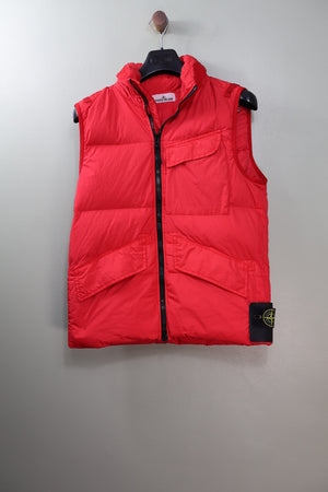 Stone Island Red Crinkle Reps Down Gilet
