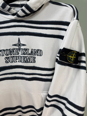 Stone Island X Supreme White Hoodie