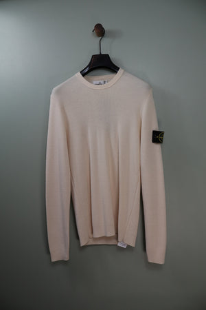 Stone Island Beige Ribbed Knit Jumper