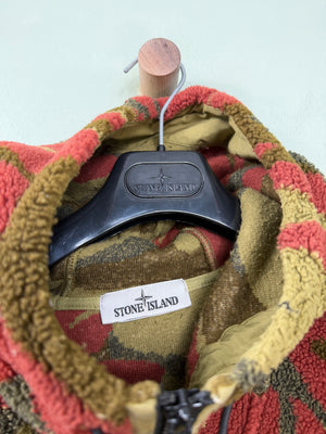 Stone Island Heritage Camo Teddy Fleece 1/4 Zip Hoodie