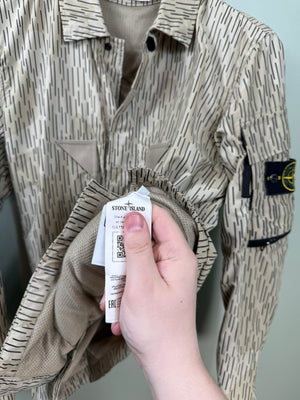 Stone Island Beige Reflective Rain Camo Overshirt