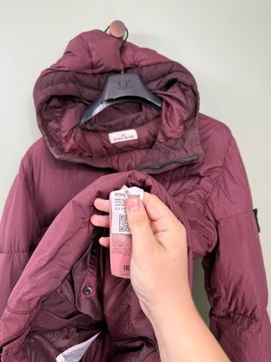 Stone Island Burgundy Crinkle Reps Down Jacket