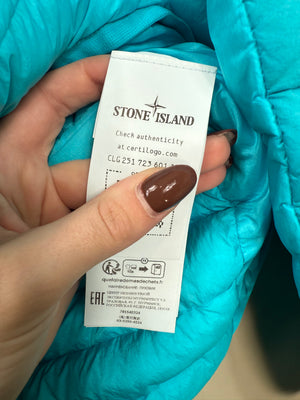 Stone Island Aqua Blue Loom Woven Down Jacket