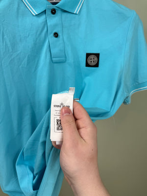 Stone Island Aqua Blue Slim Fit Polo